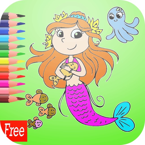 游戏人鱼公主着色书艺术垫：为小孩容易涂装1.0